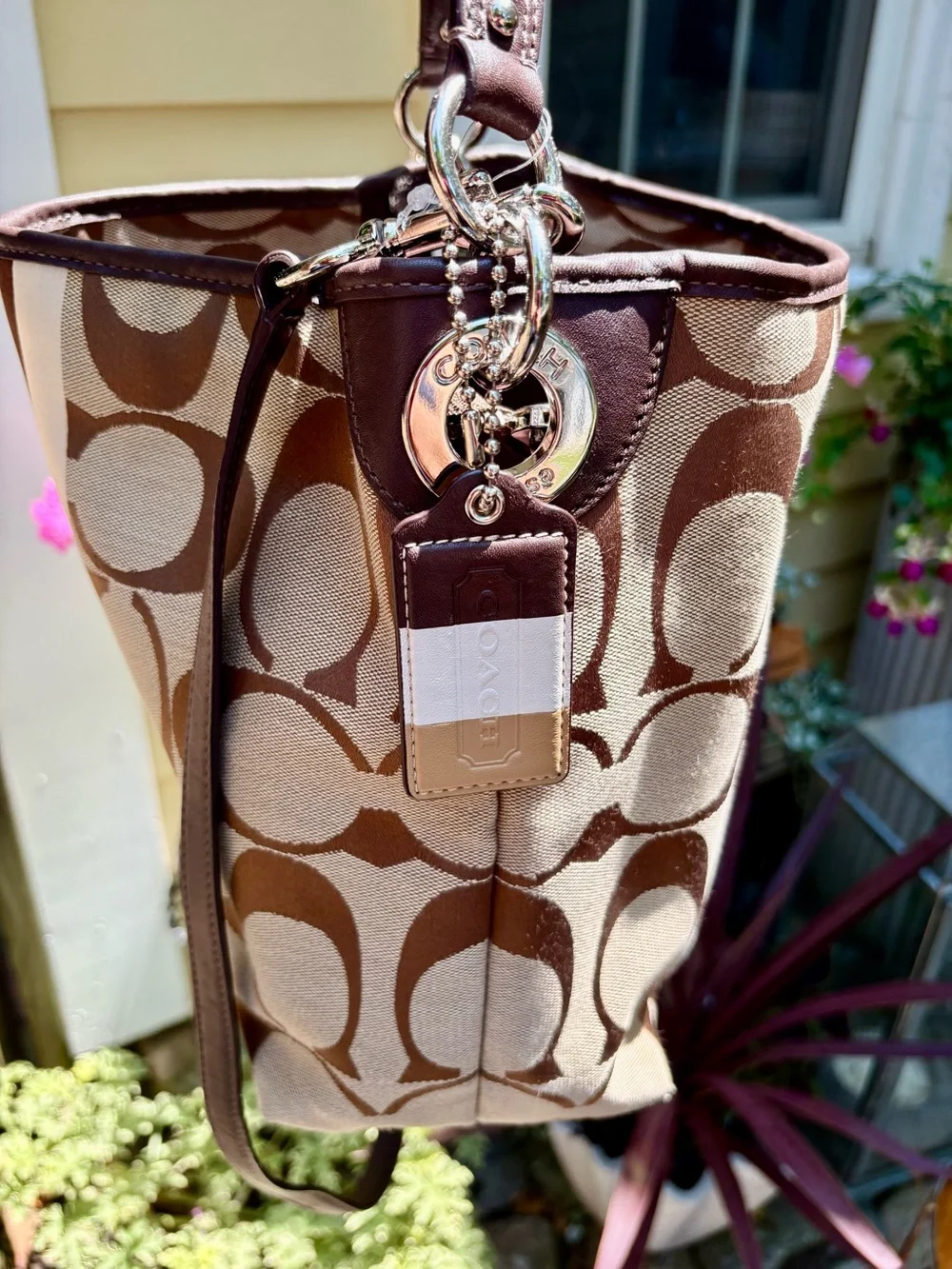 Vintage Coach Hampton’s Brown and Cream Signature Canvas Shoulder Bag